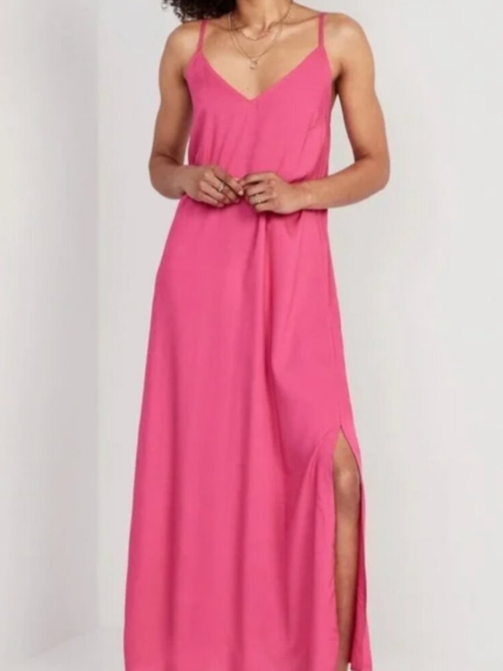Old Navy Pink Slip Maxi Dress Tie Back Spaghetti Strap Rayon Dress  Medium